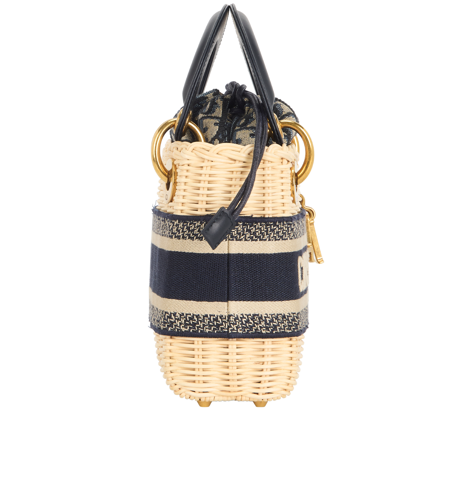 Mini Wicker Lady Dior, &pound;2,100, Handbags, Beige/Navy, Leather/Raffia, Side view